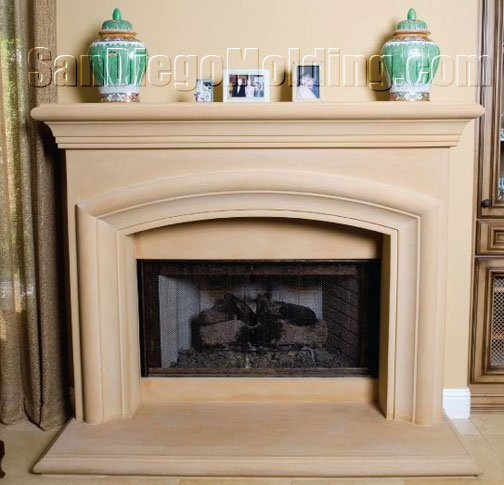 Precast stone fireplace mantle